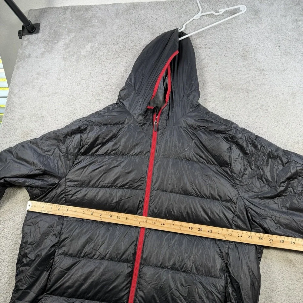 Nike Air Jordan Jacket Men 2XL Black Down Puffer Insulated Hooded Full Zip Nylon